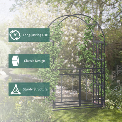 Outdoor Garden Arch with Double Gates, Metal Garden Arbor for Climbing Plants, Roses, Vines, Wedding Arch for Outdoor