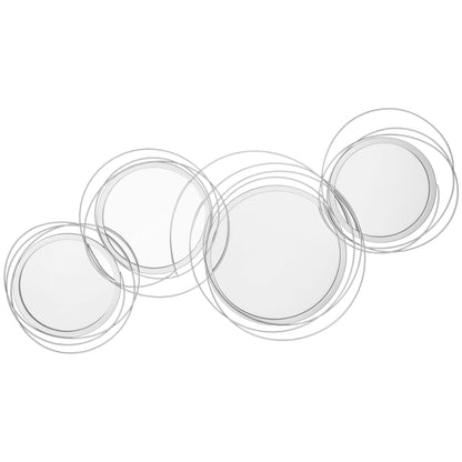 Metal Wall Art 107cm Modern Decorative Mirror Decor for Living Room Bedroom Dining Room, Silver