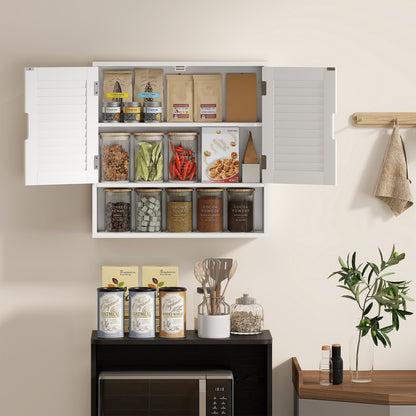 Bathroom Cabinet, Wall Mounted Storage Cabinet with Adjustable Shelves, 60 x 20 x 60 cm, White