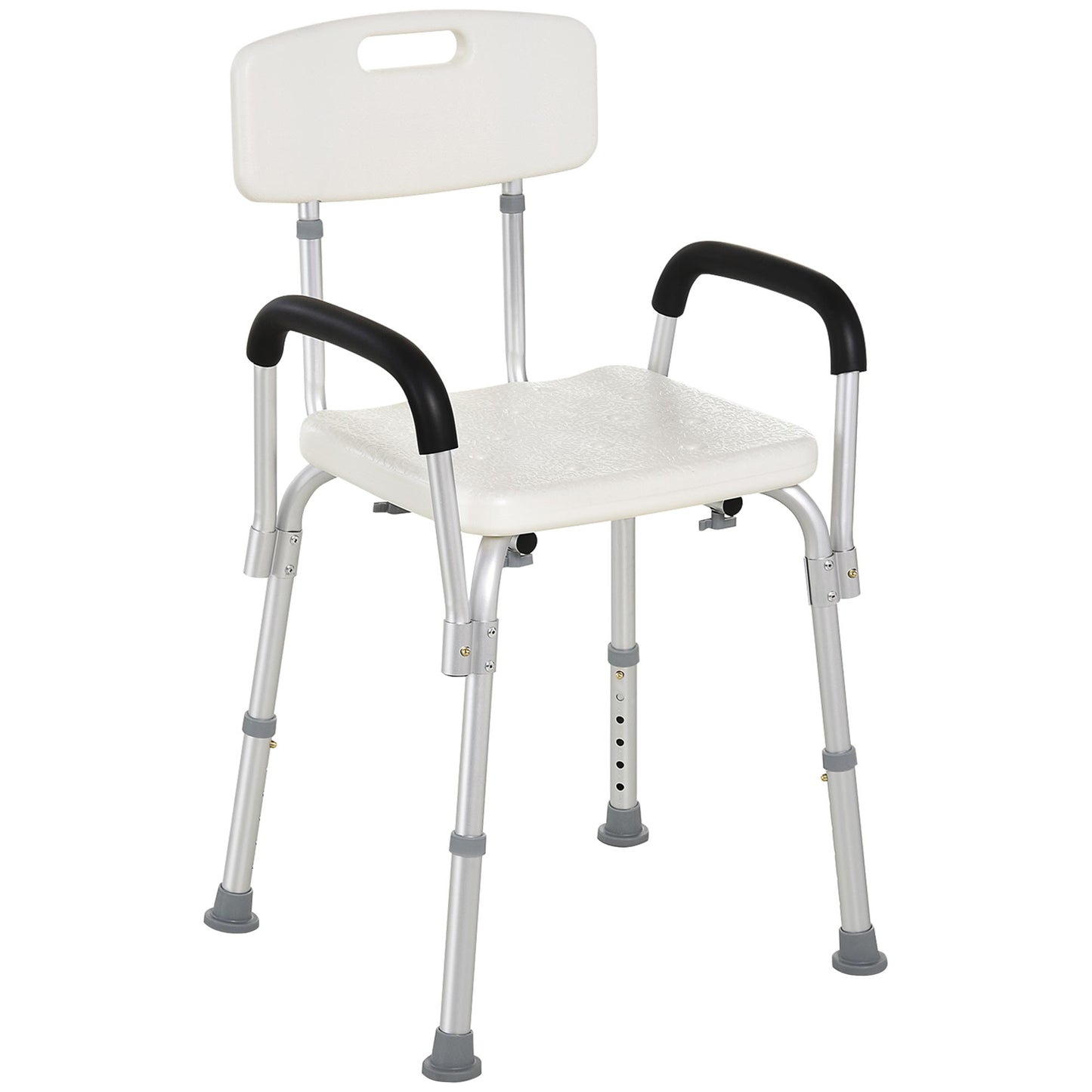 Shower Chair with Arms and Back, Height Adjustable Bath Bench, Non-Slip Shower Stool for Inside Tub