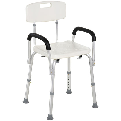 Shower Chair with Arms and Back, Height Adjustable Bath Bench, Non-Slip Shower Stool for Inside Tub