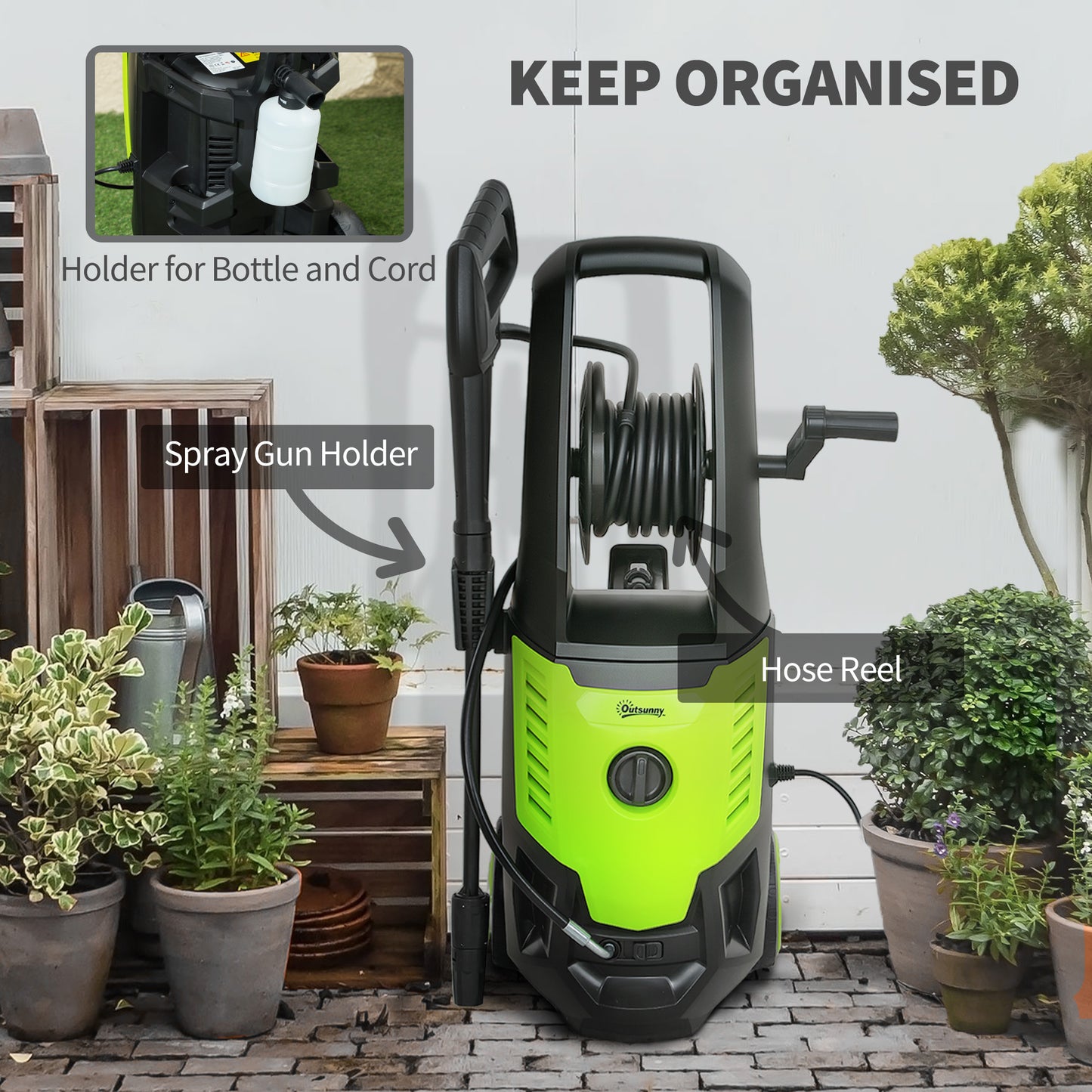 2200W High Pressure Washer, 170 Bar Pressure, 420 L/h Flow