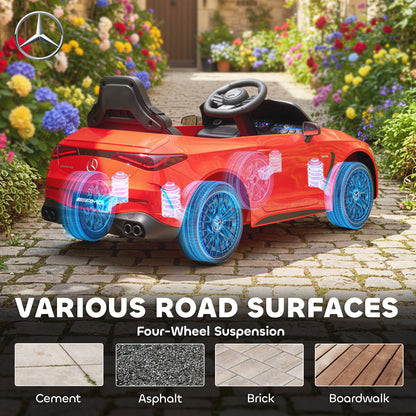 Licensed Mercedes AMG Kids Electric Car, 12V Ride On Car with Dual Motors, Remote Control for 3-6 Years, Red