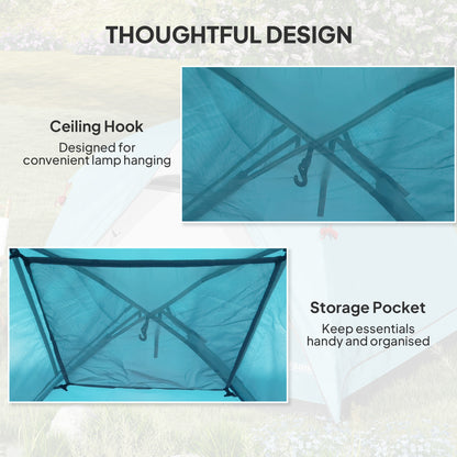 3-4 Person Camping Tent, Easy Set Up Waterproof Dome Tent with Sewn-in Groundsheet, Mesh Windows