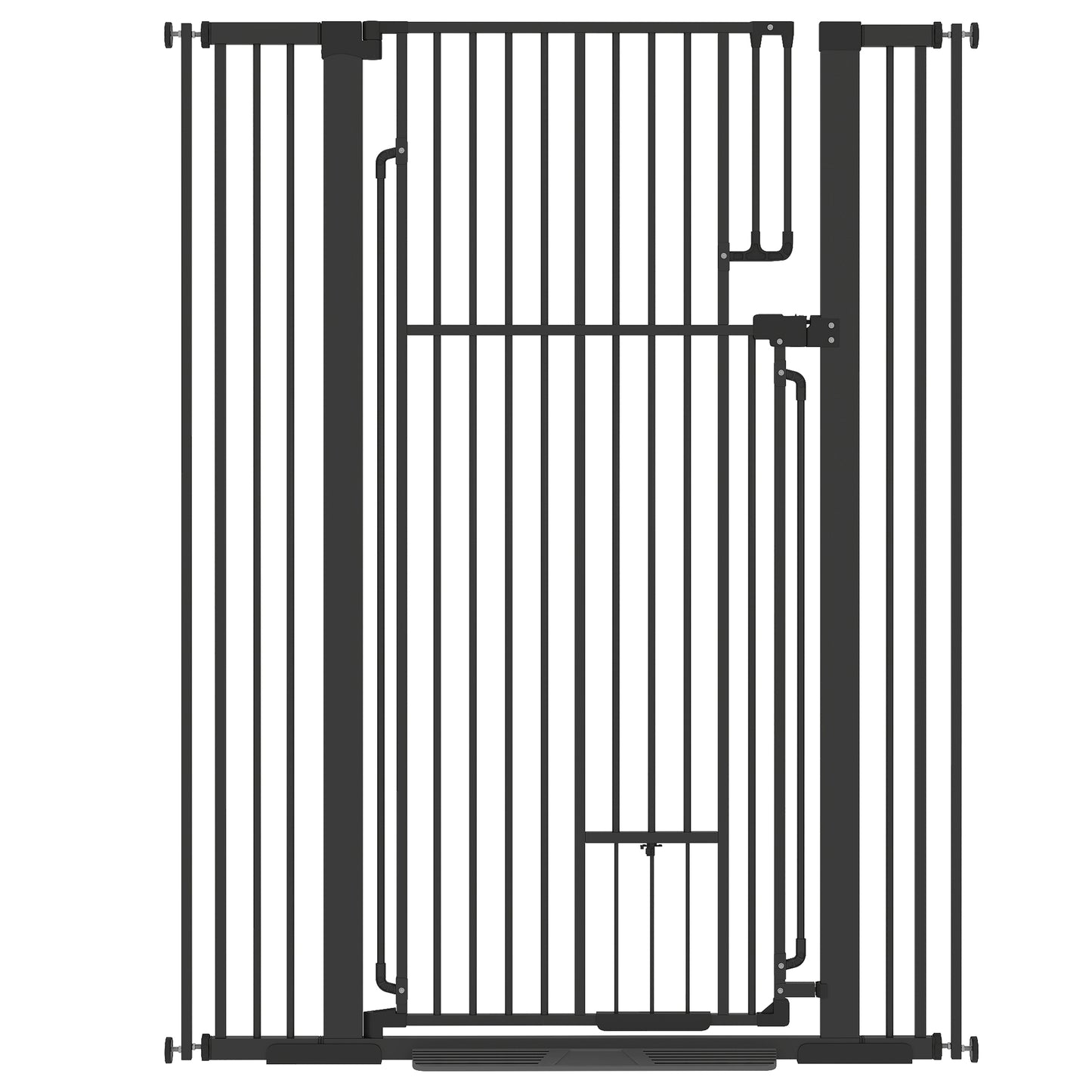 135cm Extra Tall Dog Gate with Cat Door, Fits Openings 81-108 cm Pressure Mounted for Doorways, Hallways, No Drilling