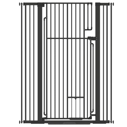135cm Extra Tall Dog Gate with Cat Door, Fits Openings 81-108 cm Pressure Mounted for Doorways, Hallways, No Drilling