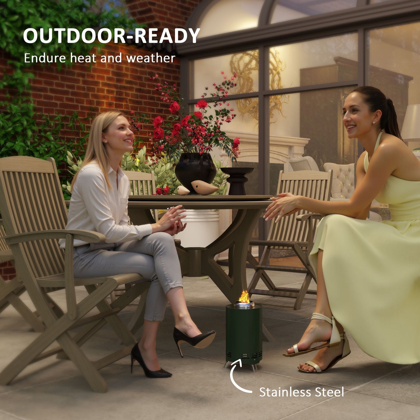 Smokeless Fire Pit, 16 x 16 cm Stainless Steel Portable Wood Burning Firepit with Poker