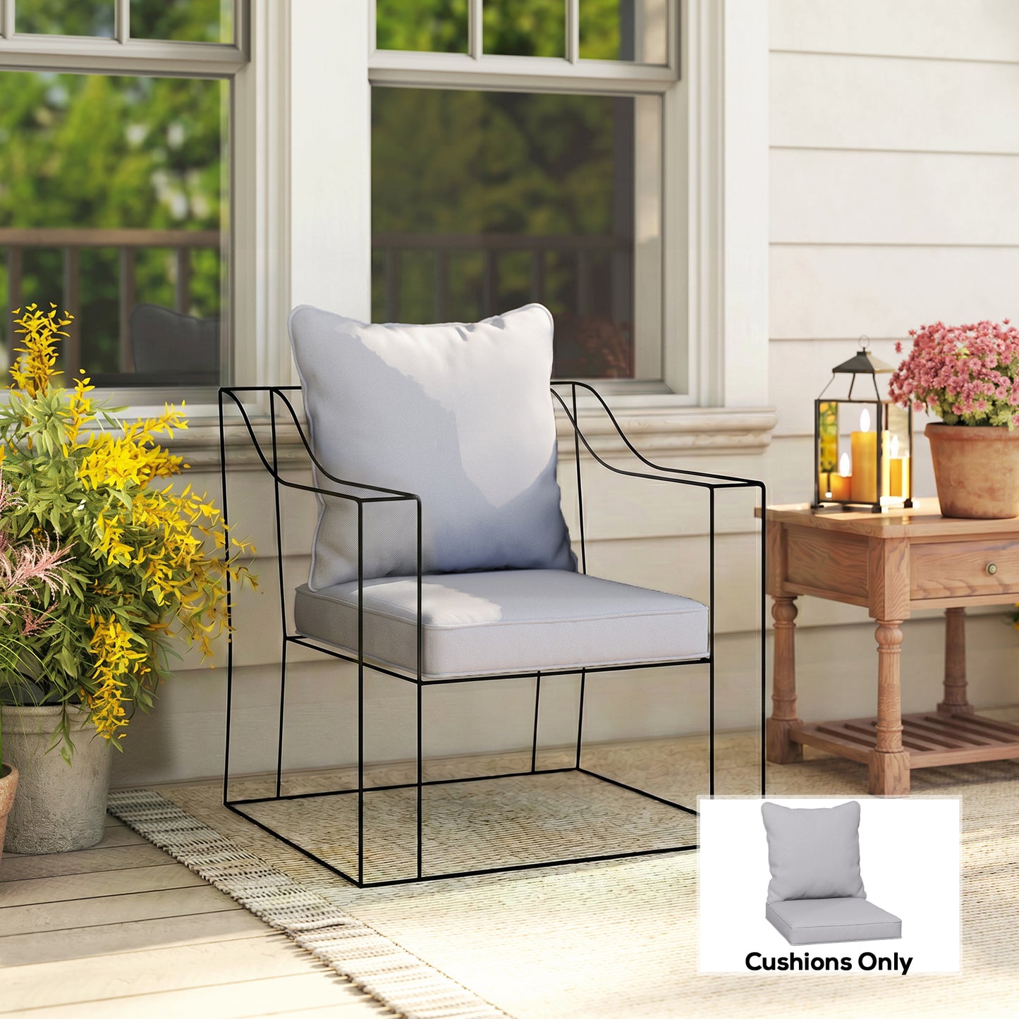 Seat and Back Padded Cushion Set, CUSHION ONLY - Light Grey