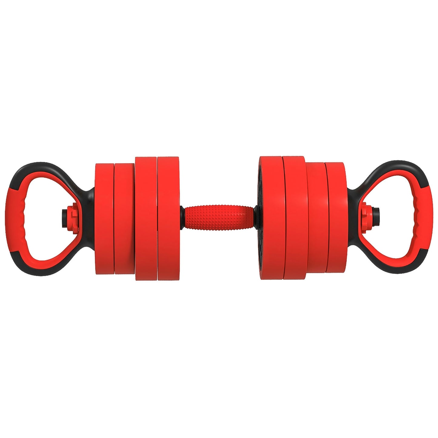 20kg 6-In-One Adjustable Weight Dumbbells Set, Barbell, Kettlebell, Push Up Stand - Red