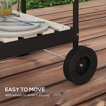 Charcoal Barbecue Grill with Adjustable Grill Height, Portable BBQ Trolley