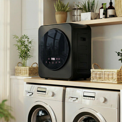 Vented Tumble Dryer, 4 kg Front Tumble Dryer with Stainless Steel Tub, 800W Compact Freestanding Black