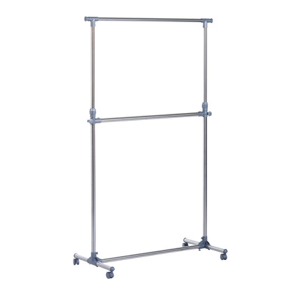 Heavy Duty Clothes Hanger Garment Rail Hanging Display Stand Rack w/ Wheels Adjustable