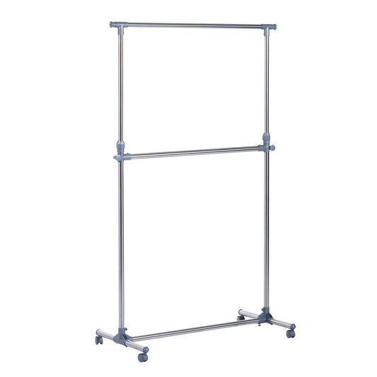 Heavy Duty Clothes Hanger Garment Rail Hanging Display Stand Rack w/ Wheels Adjustable