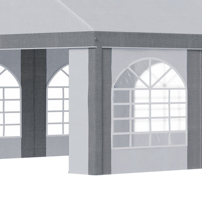 8m x 4m Marquee Gazebo with Sides, Level 4 Wind Protection & Waterproof, Light Grey