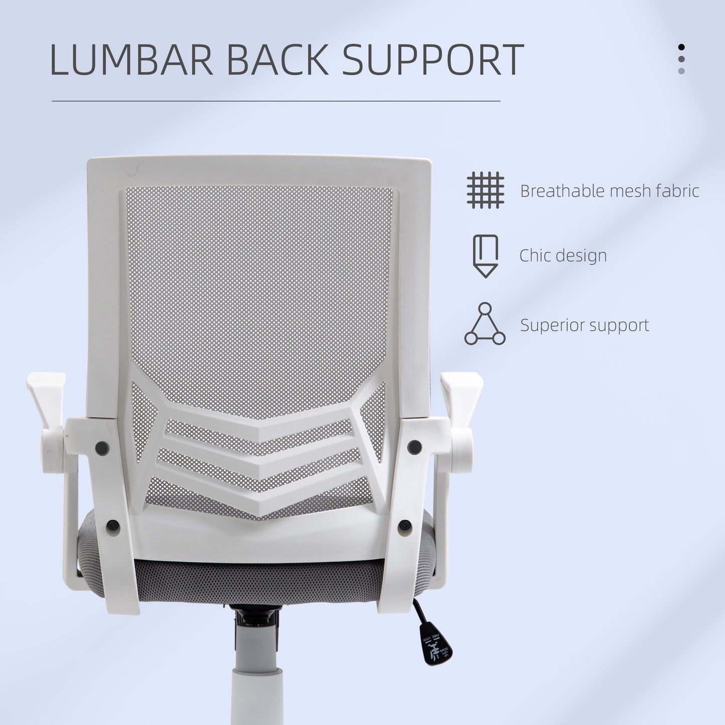 Office Chair with Flip-up Armrest, Mid Back Desk Chair with Mesh Back, Lumbar Support, Adjustable Height