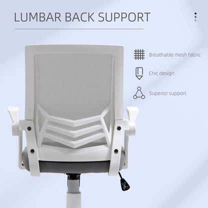 Office Chair with Flip-up Armrest, Mid Back Desk Chair with Mesh Back, Lumbar Support, Adjustable Height