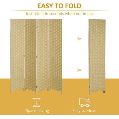Wave Fibre Freestanding Folding Privacy Screen Panels, Room Divider, Brown