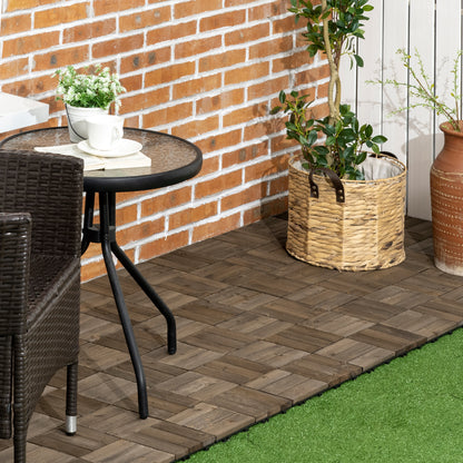 27 Pcs Wooden Interlocking Decking Tiles, Outdoor Flooring Tiles for Patio, Balcony, Terrace, Hot Tub, 30 x 30 cm per Piece