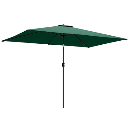 Garden Parasol, Parasol Umbrella with Crank Handle, Tilt Function, Polyester Canopy, Green