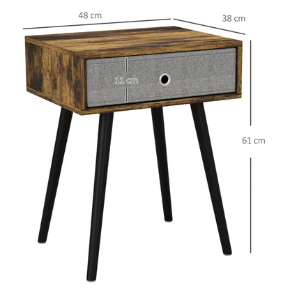 Industrial Side Table / Nightstand with Removable Fabric Drawer