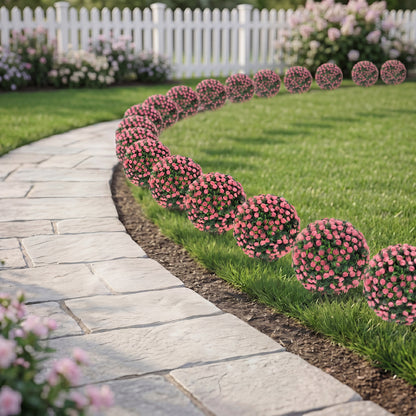 Artificial Rose Topiary UV Resistant, 2-Pack Fake Plants, 55 cm, Pink