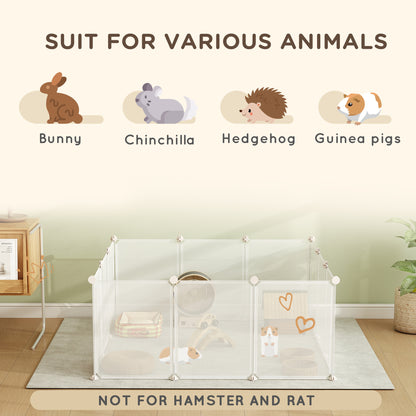 Pet Playpen DIY Small Animal Cage Open Enclosure Portable Plastic Fence 12 Panels for Hedgehog Guinea Pig White