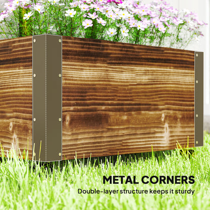 Raised Garden Bed with Trellis, Outdoor Wooden Planter Box with Metal Corners and Wheels, Raised Bed for Garden