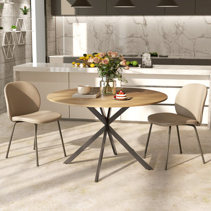 Dining Table for 4, 120 cm Industrial Kitchen Table with Wood Effect Tabletop and Steel Legs, Oak