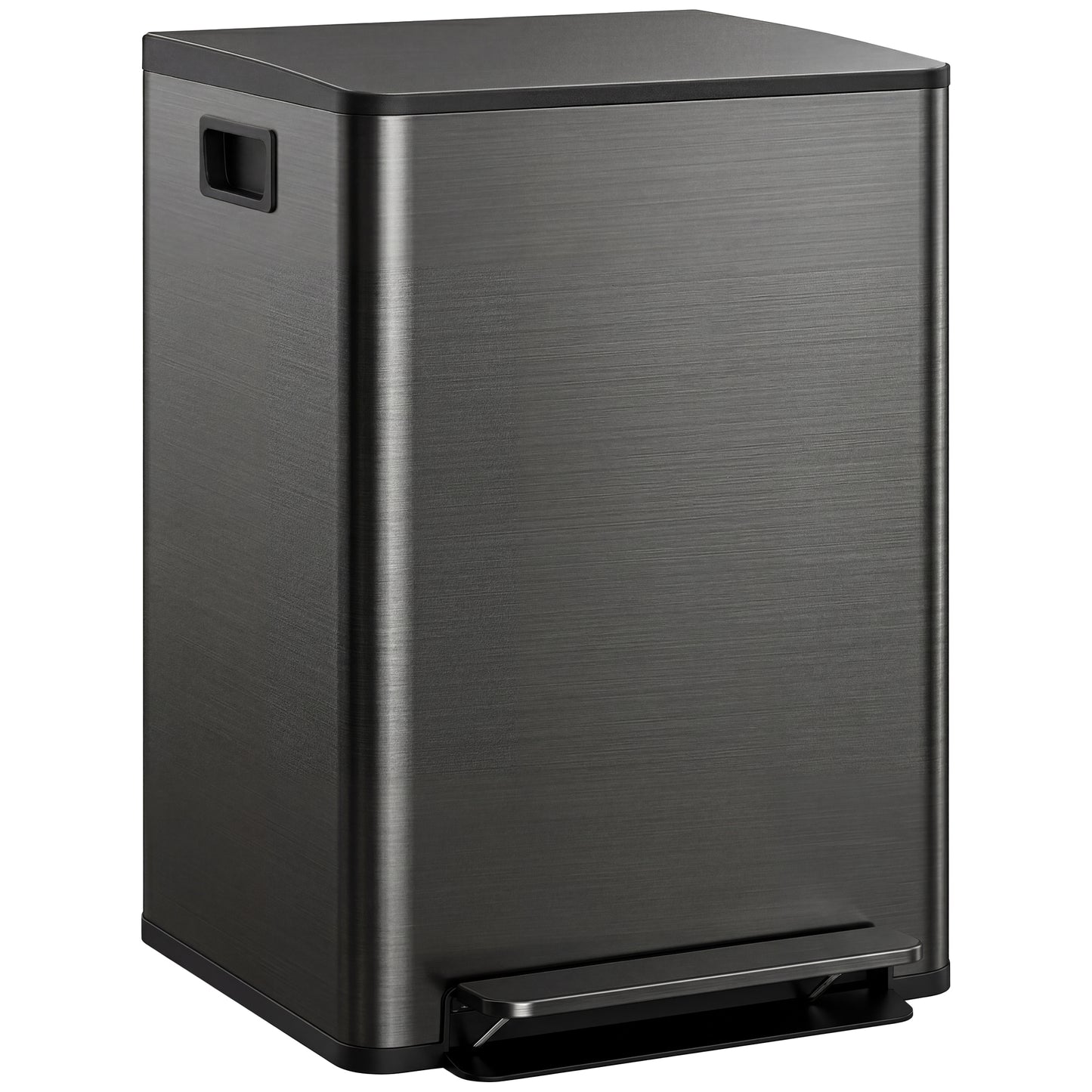 60L Dual Compartment Stainless Steel Bin, with Deodoriser Holders - Black