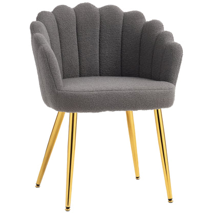 Lounge Chair Petal-Back Armchair Metal Metal Legs for Living Room Bedroom, Grey