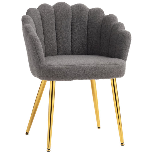 Lounge Chair Petal-Back Armchair Metal Metal Legs for Living Room Bedroom, Grey