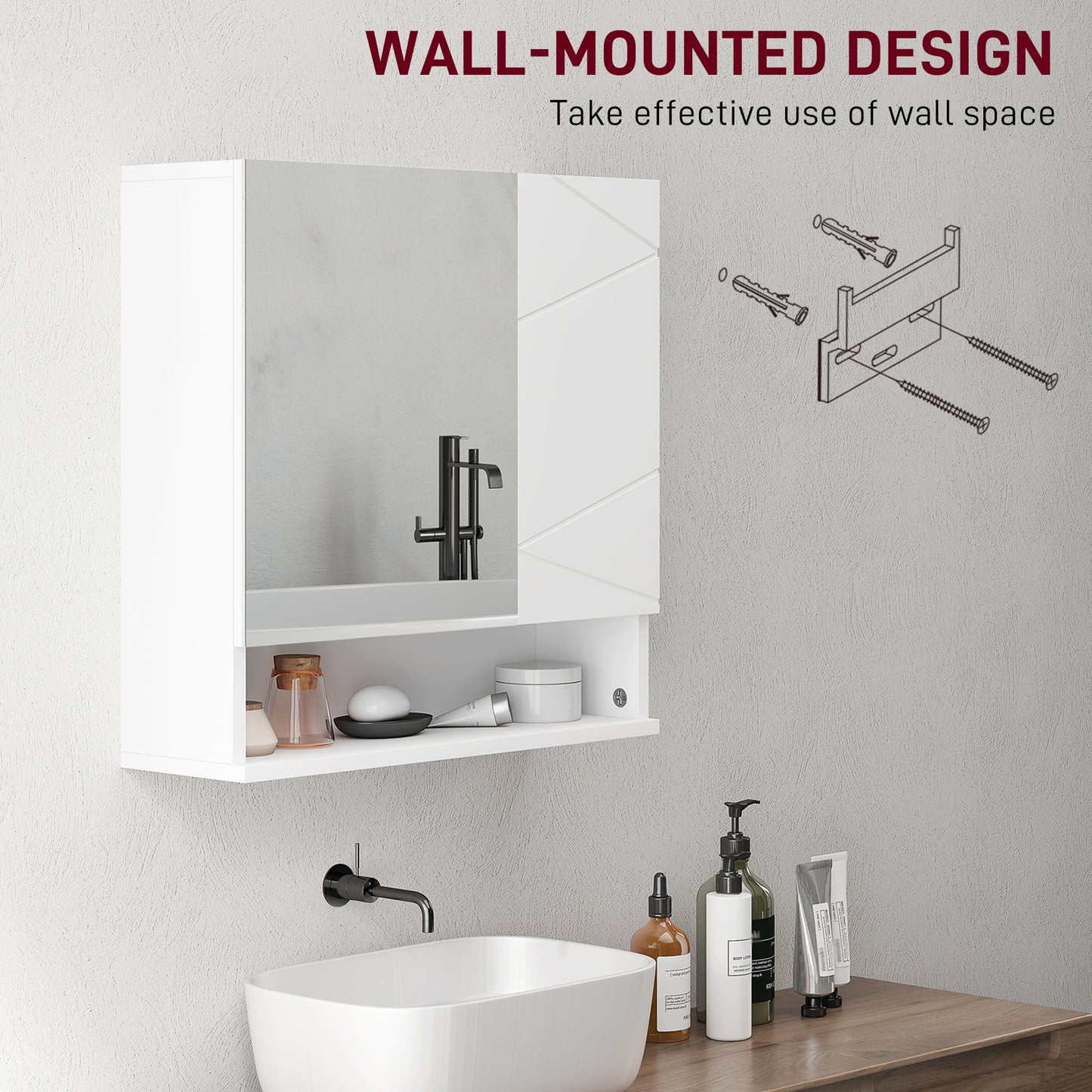 Wall Mounted Bathroom Storage Cupboard - White