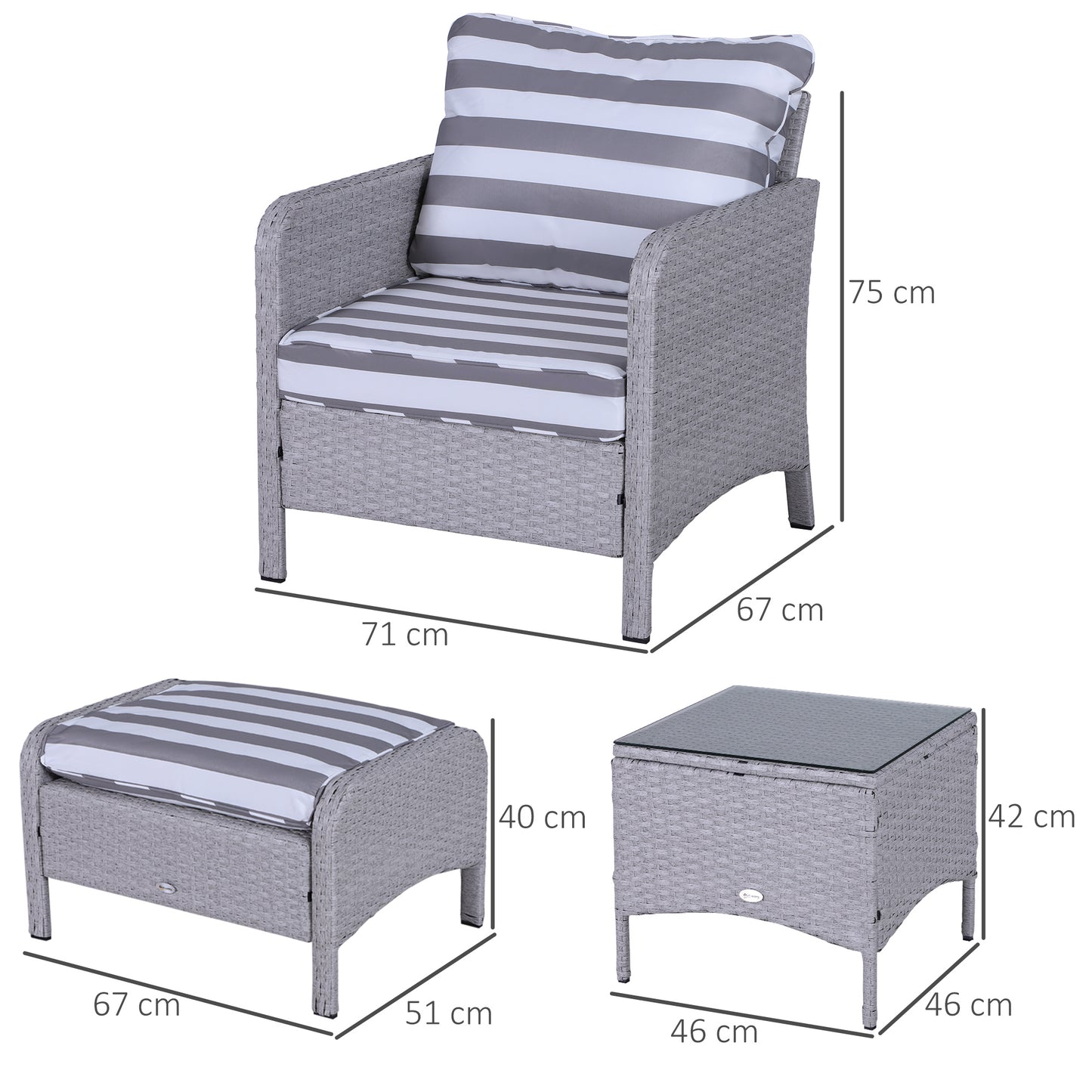 5 Pieces PE Rattan Garden Furniture Set with 10cm Thick Padded Cushions, Wicker Weave Outdoor Seating Chairs