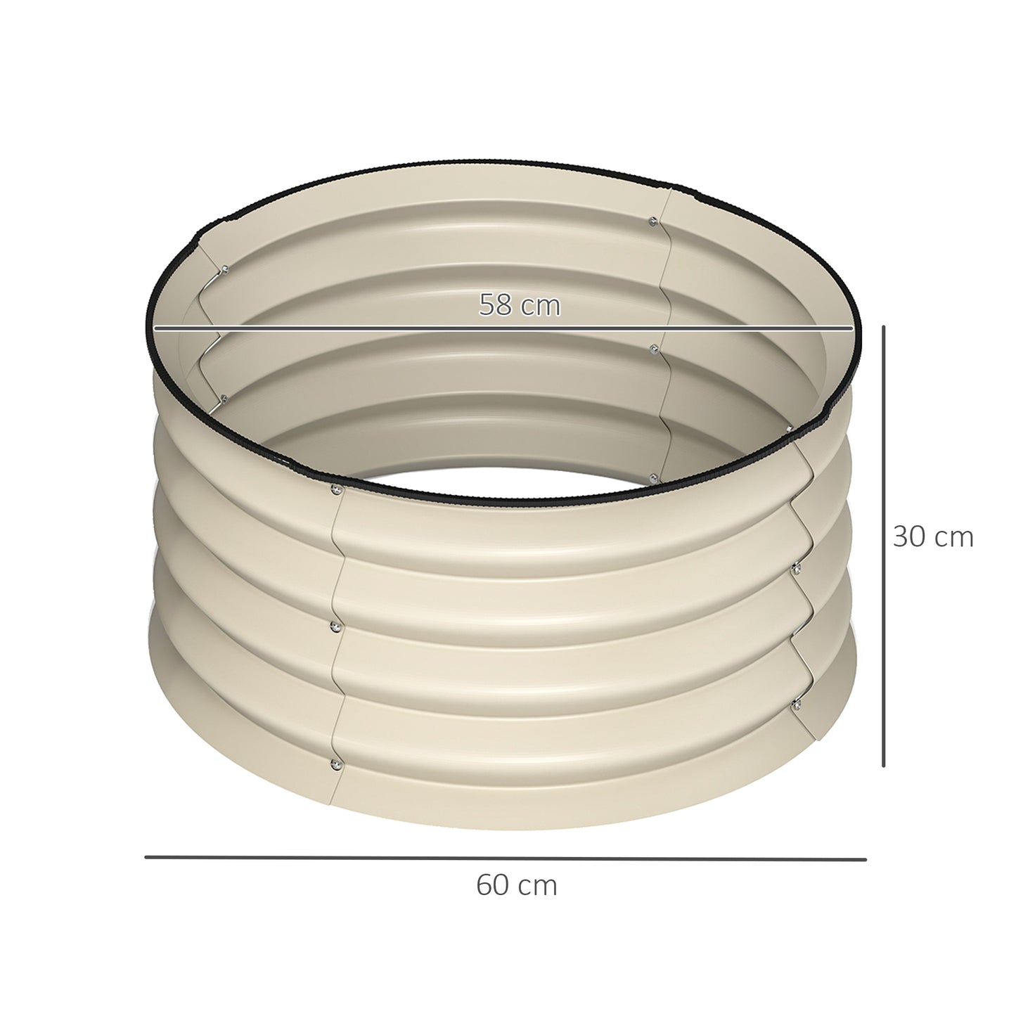 Set of 2 Raised Garden Bed, Metal Planter Box with Safety Edging, Easy-to-assemble Stock Tank, Cream White