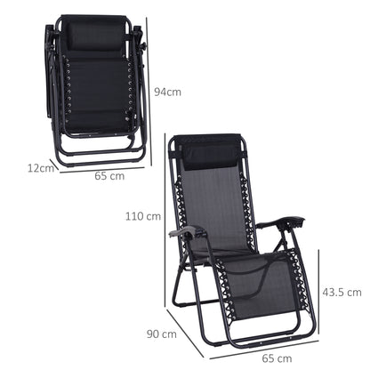 Zero Gravity Chair Metal Frame Texteline Armchair Outdoor Folding and Reclining Sun Lounger with Head Pillow for Patio Deckin