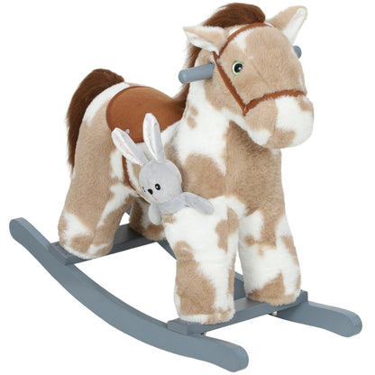 Baby Rocking Horse, Plush Animal Rocker with Realistic Sound and Toy, Rocking Toy Chair for Kids Aged 2-5, Brown