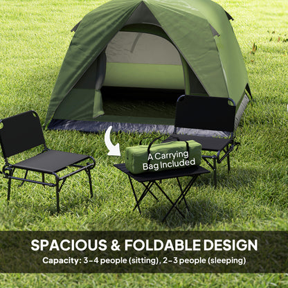 3-4 Person Camping Tent, Easy Set Up Waterproof Dome Tent with Sewn-in Groundsheet, Mesh Windows