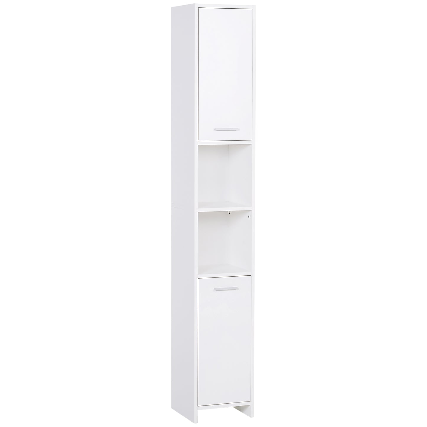 Tall Bathroom Storage Cabinet with Three-position Adjustable Shelves For Neutral Style, Hallway White