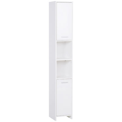 Tall Bathroom Storage Cabinet with Three-position Adjustable Shelves For Neutral Style, Hallway White