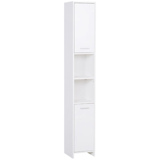 Tall Bathroom Storage Cabinet with Three-position Adjustable Shelves For Neutral Style, Hallway White