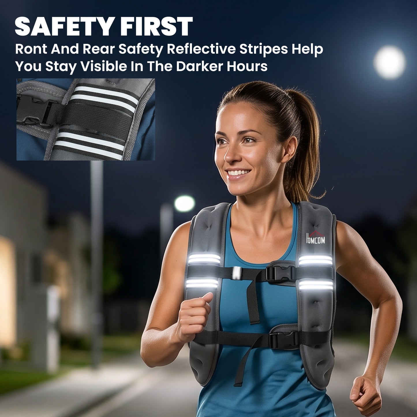 8KG Weighted Vest, Running Weight Vest with Adjustable Strap, Convenient Pocket and Reflective Strips for Men and Women