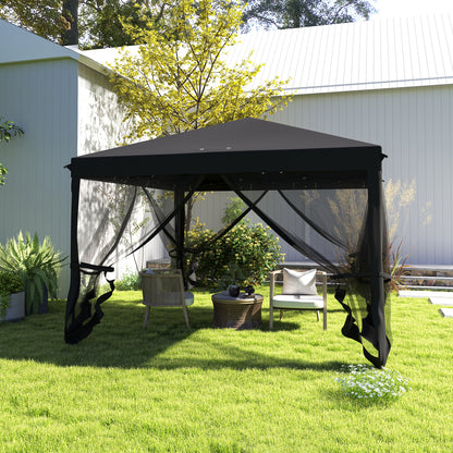 3 x 3 m Pop Up Gazebo, 420D Garden Tent Canopy with Removable Mesh Sidewall Netting, Carry Bag for Garden Patio Outdoor