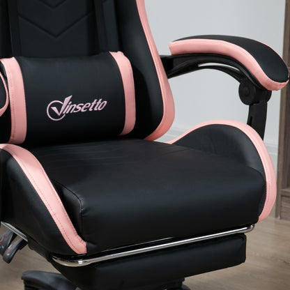 Gaming Chair, Computer Gamer Chair with Reclining High Back, Headrest, Lumbar Support, Footrest, Swivel Wheels, PU Leather