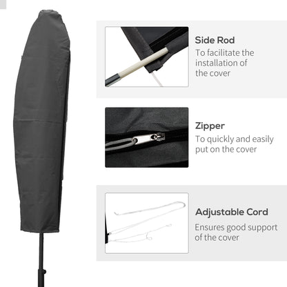 Parasol Cover, Patio Cantilever Cover, Banana Umbrella Protector with Rod, Zipper for Outdoor Garden, Patio, Dark Grey