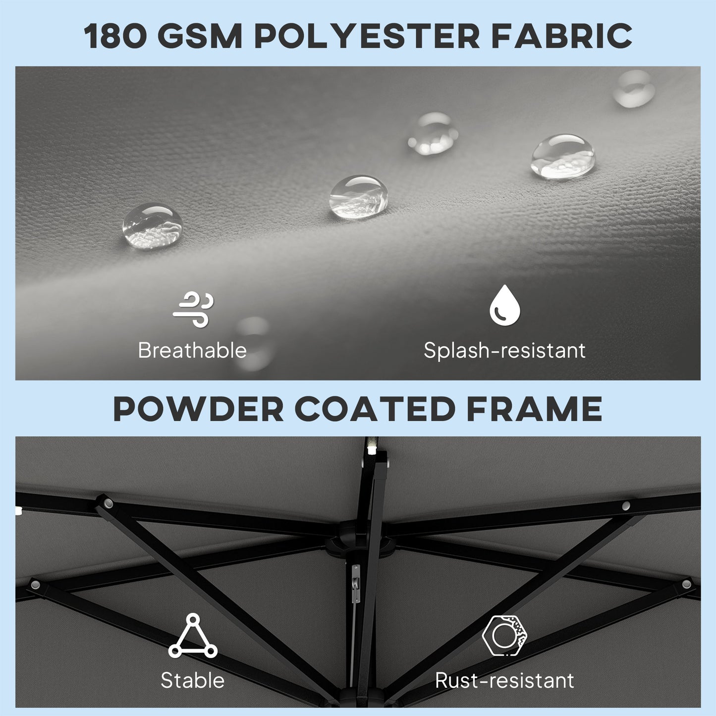 2.6 m Half Garden Parasol with Solar LED Lights, UPF50+ Semi Round Umbrella with 30° Tilt, Crank Handle, Dark Grey