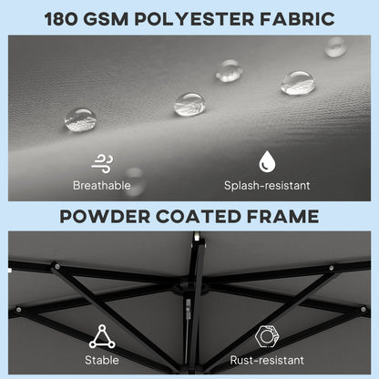2.6 m Half Garden Parasol with Solar LED Lights, UPF50+ Semi Round Umbrella with 30° Tilt, Crank Handle, Dark Grey