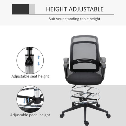 Drafting Chair, Ergonomic Tall Office Chair with Mesh Back, Lumbar Support, Adjustable Height and Foot Ring, Swivel Wheels