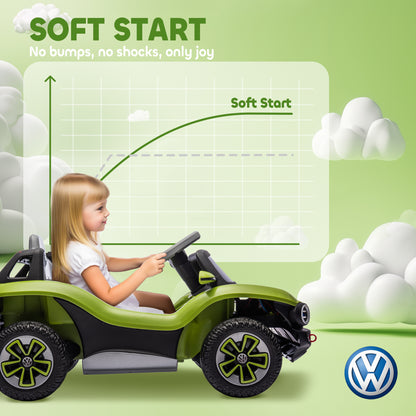 Volkswagen Licensed Kids Electric Car with Remote Control for Ages 3-6 Years, Green