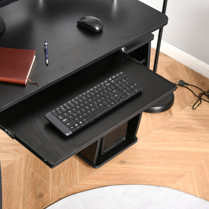 Study Desk Writing Table for Home Office, Student Workstation with Drawers, Sliding Shelf and Storage, Black