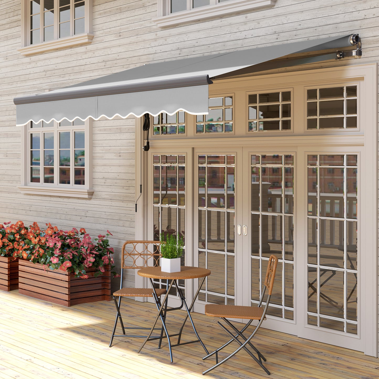3 x 2.5m Electric Awning with Remote Controller, Aluminium Frame DIY Retractable Awning